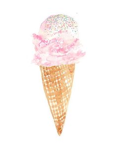 236x300 Ice Cream Cone Watercolor Watercolors Printable Gallery Walls