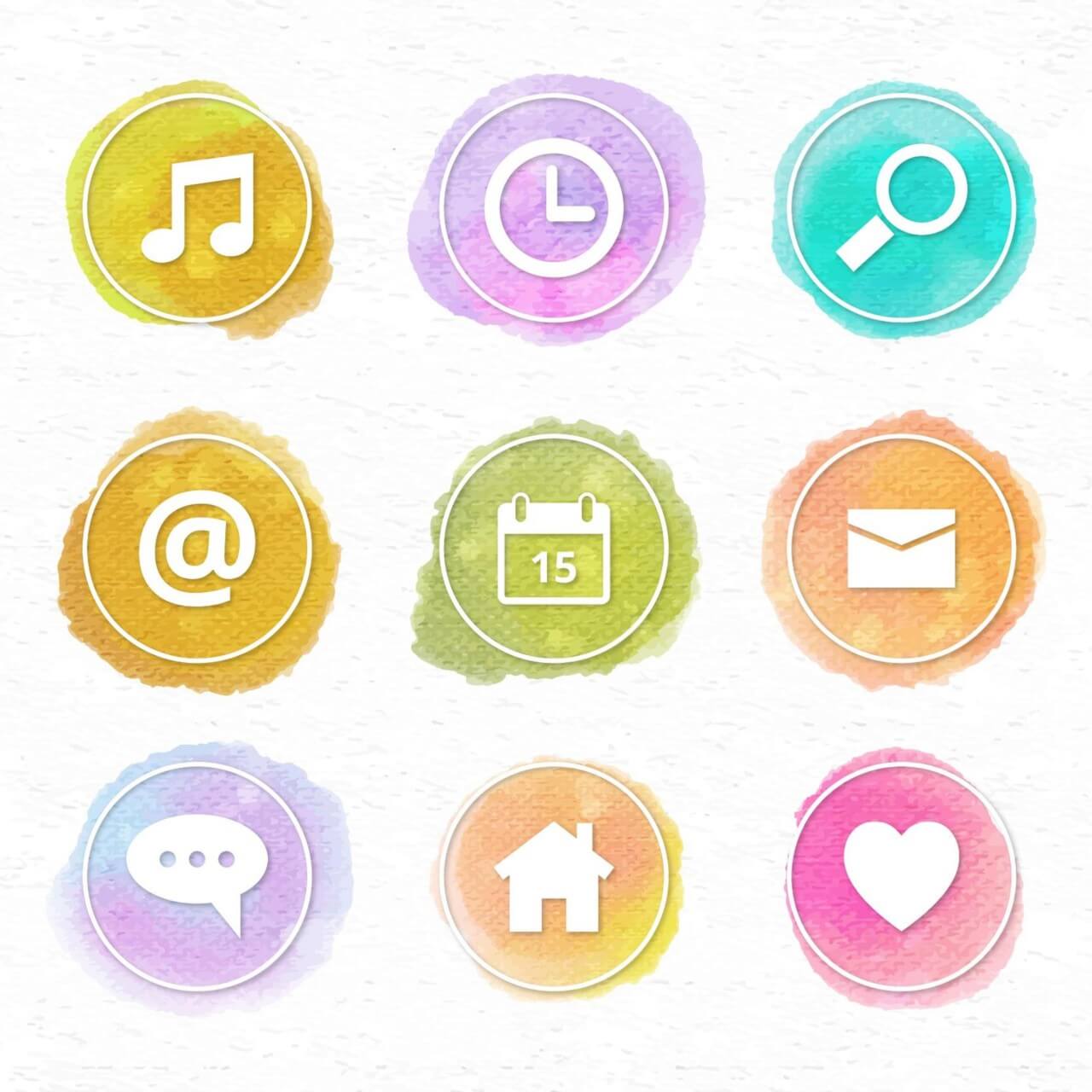 1280x1280 Free Vector Watercolor Icons