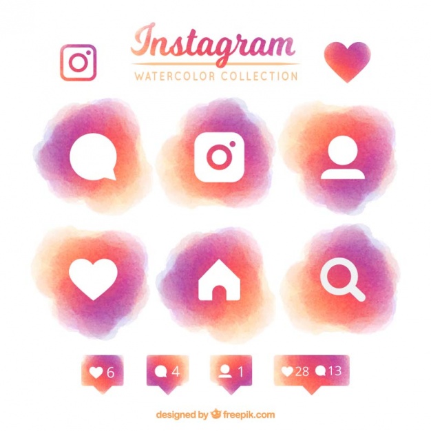 626x626 Set Of Instagram Watercolor Icons Vector Free Download