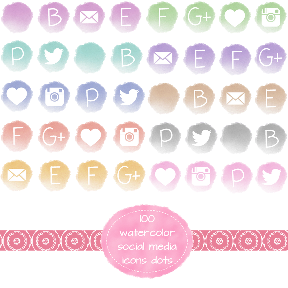 1000x1000 Watercolor Dot Social Media Icons The Dutch Lady Designs