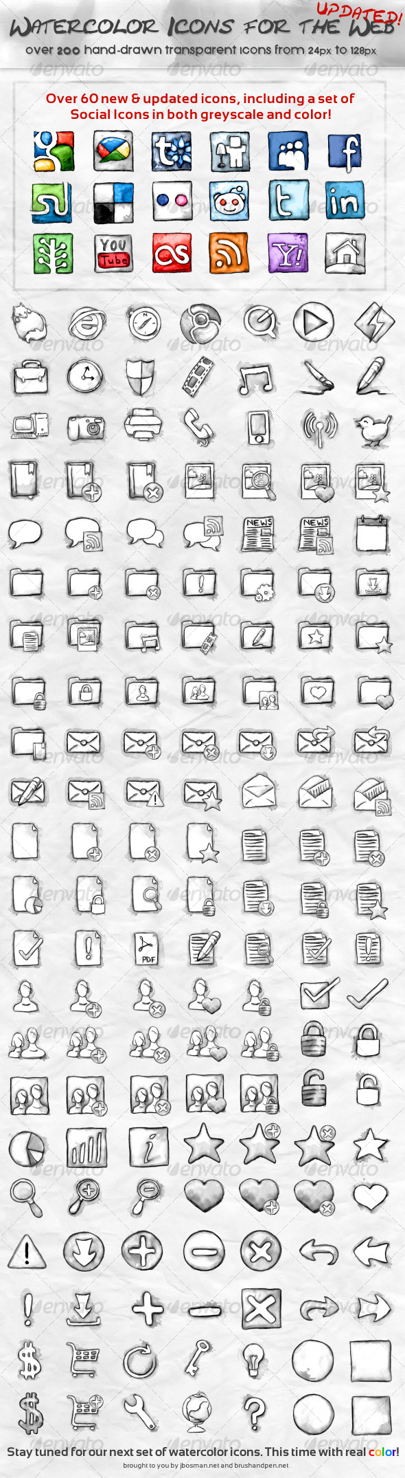 590x2150 Watercolor Icons For The Web