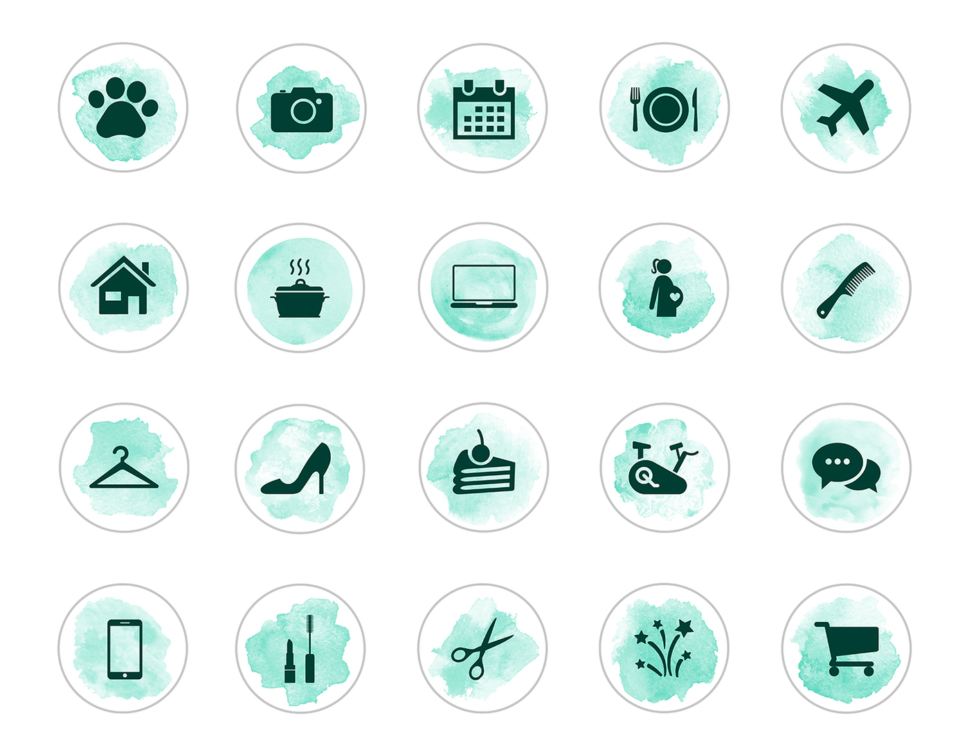 1400x1093 Watercolor Instagram Story Icons By North Sea Studio