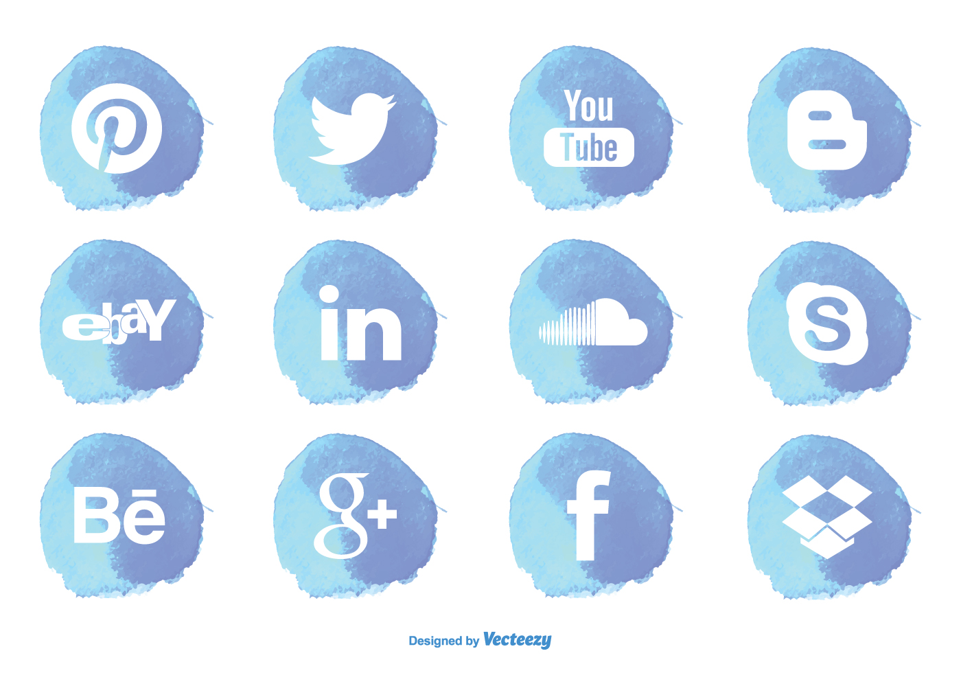 1400x980 Watercolor Style Social Media Icon Set