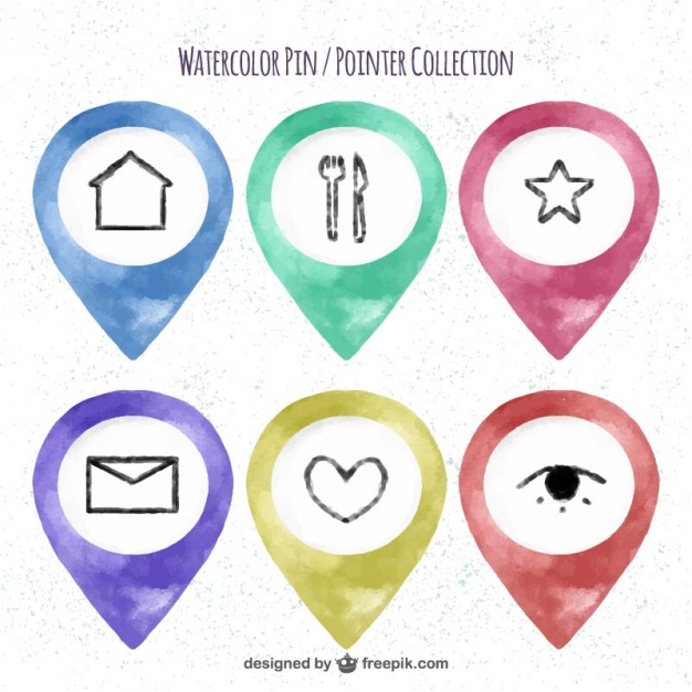 626x626 Watercolor Pointers Set With Hand Drawn Icons Vector Free Download