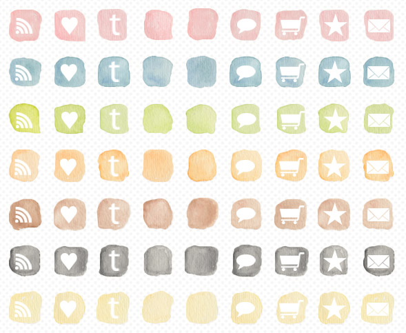 589x483 Free Watercolor Social Icons