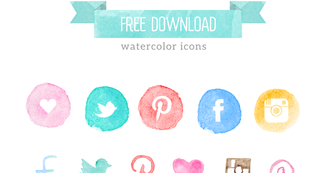 665x350 Free Watercolor Social Media Icons Blog Restyle
