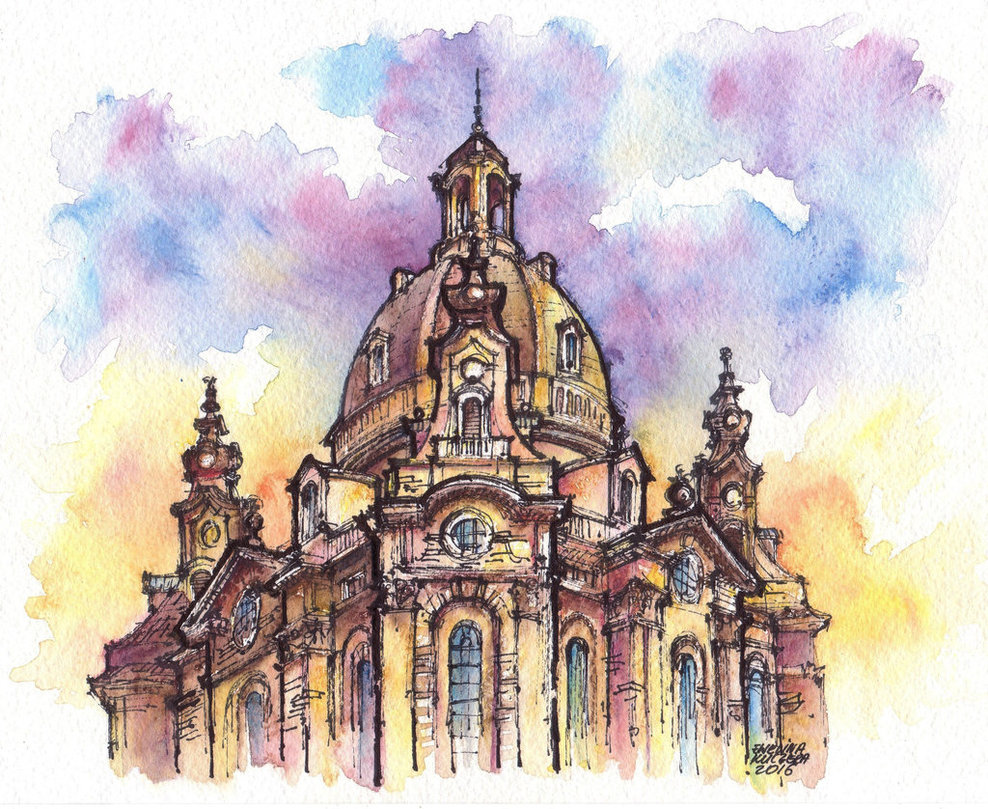 988x809 Dresden Watercolor Illustration By Kot Filemon
