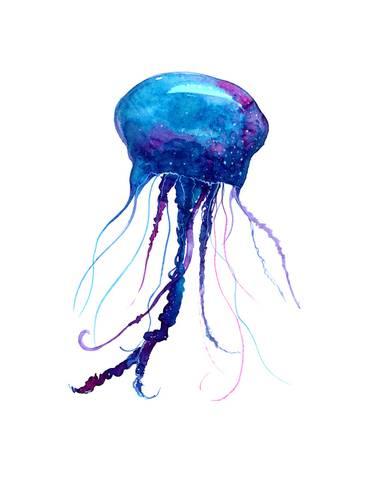 366x488 Jellyfish Watercolor Illustration Poster By Anna Kutukova