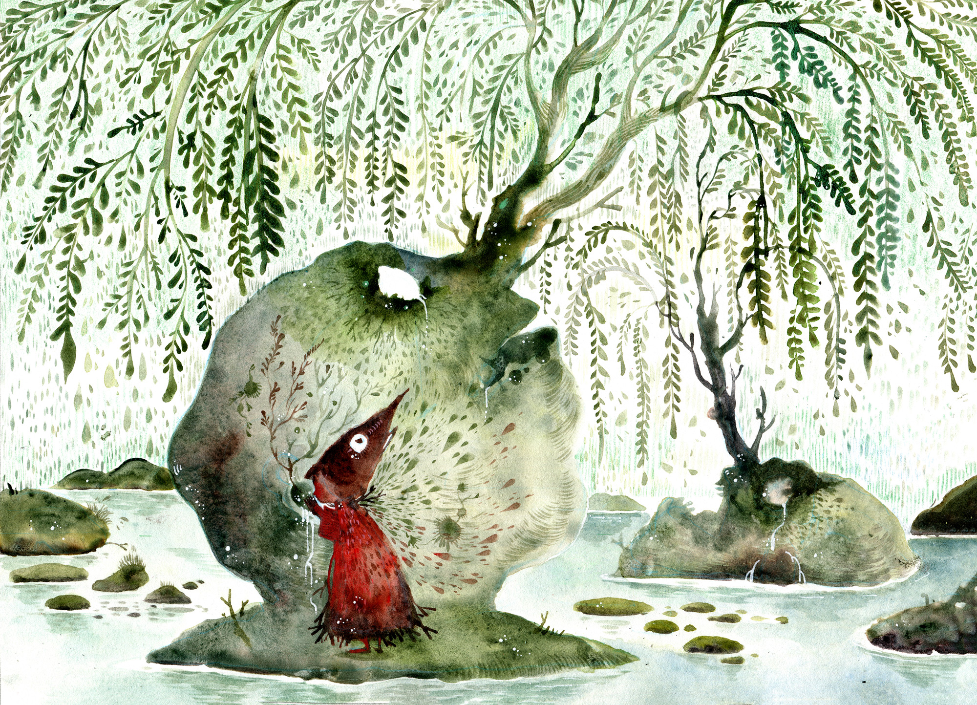 2000x1443 Watercolor Illustrations That Trace The Dark And Light Elements Of