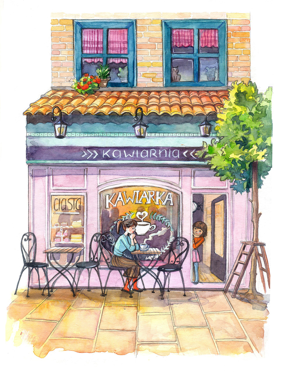 1000x1303 Coffee Shop Watercolor Illustration Tutorial Kamila Stankiewicz