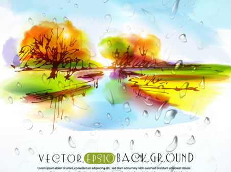452x336 Watercolor Landscape Illustrator Vector Material Free Vector