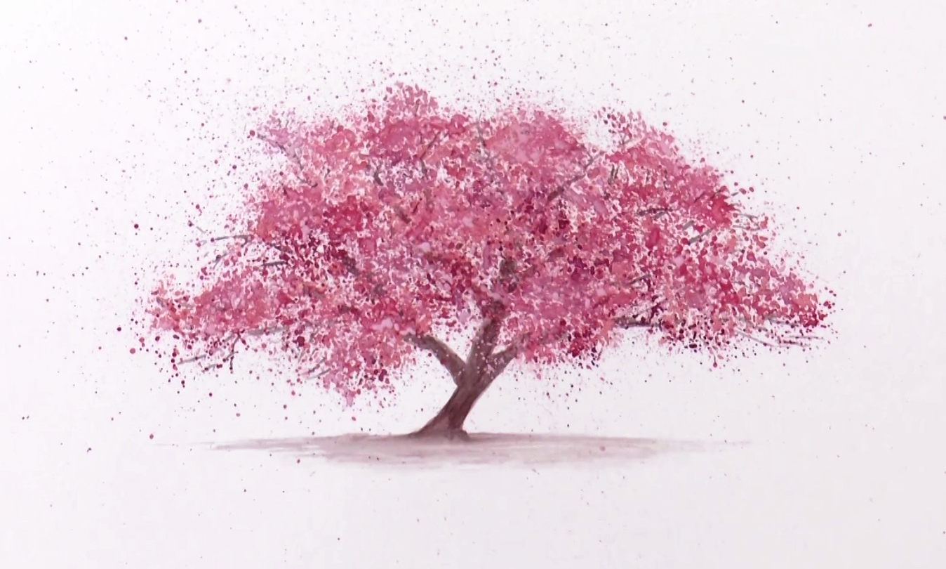 1348x810 Watercolor Technique To Splatter Cherry Blossom Trees
