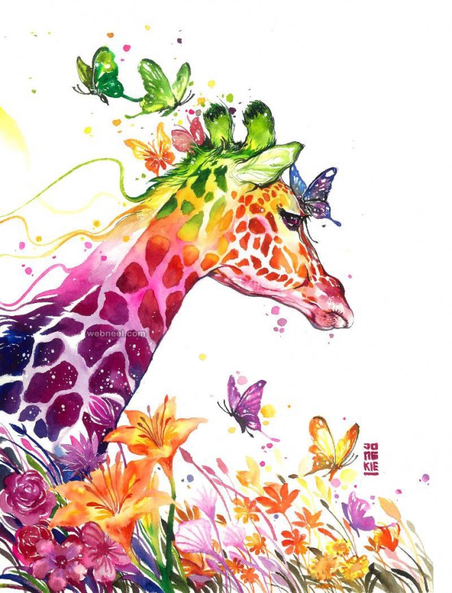 660x865 Giraffe Watercolor Painting By Luqmanreza 2