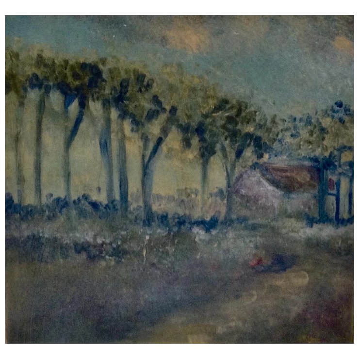 740x740 Impressionist Landscape Watercolor Painting Tree Lined Path To