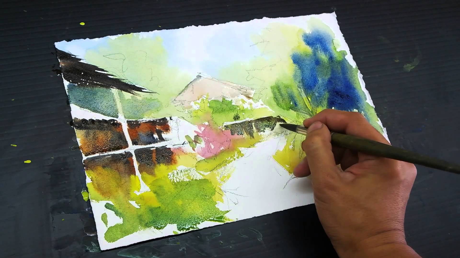 1920x1080 Impressionistic Landscape In Watercolour By Marvin Chew