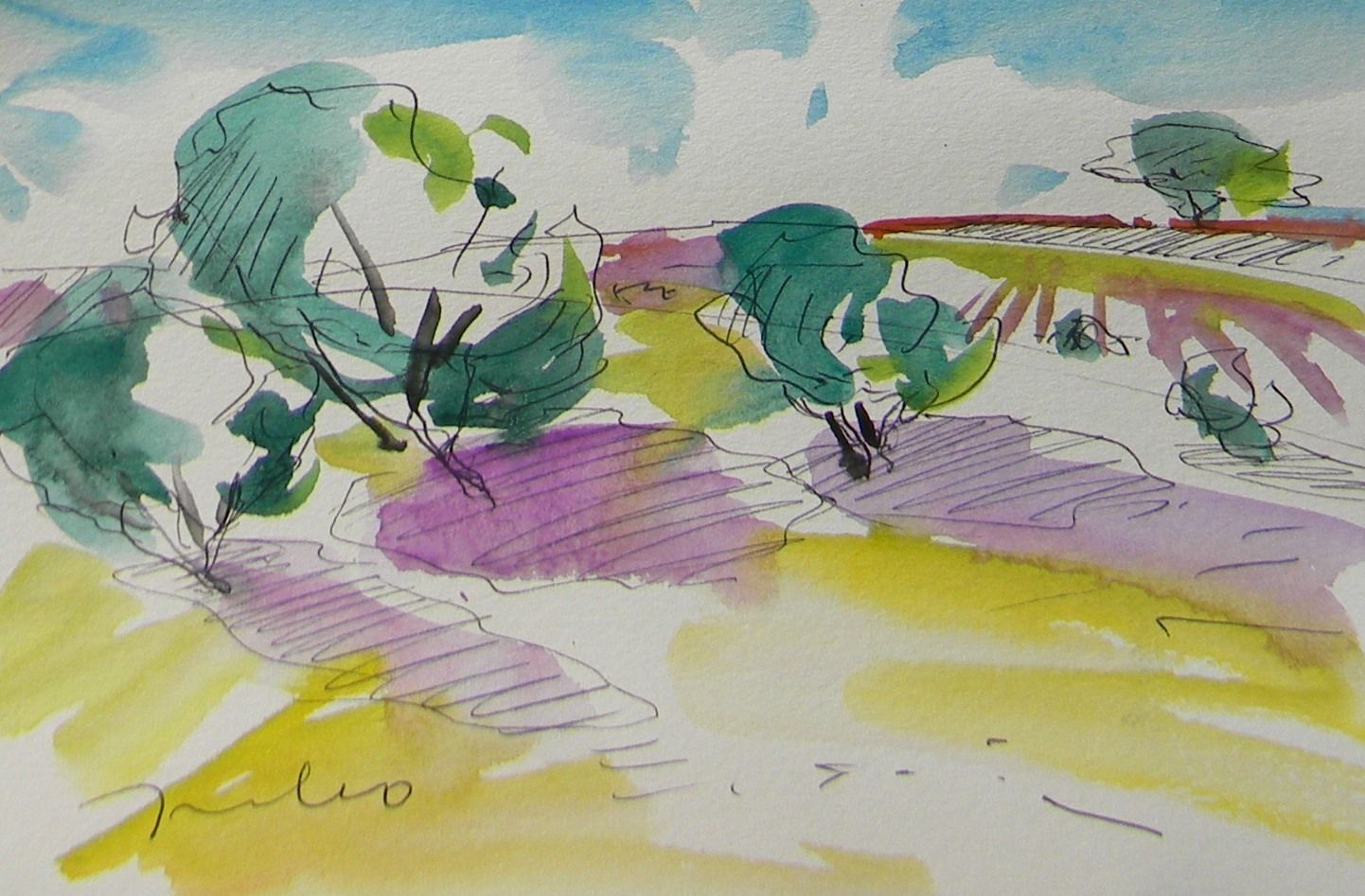 1442x947 Jose Trujillo Original Watercolor Painting Impressionist Landscape