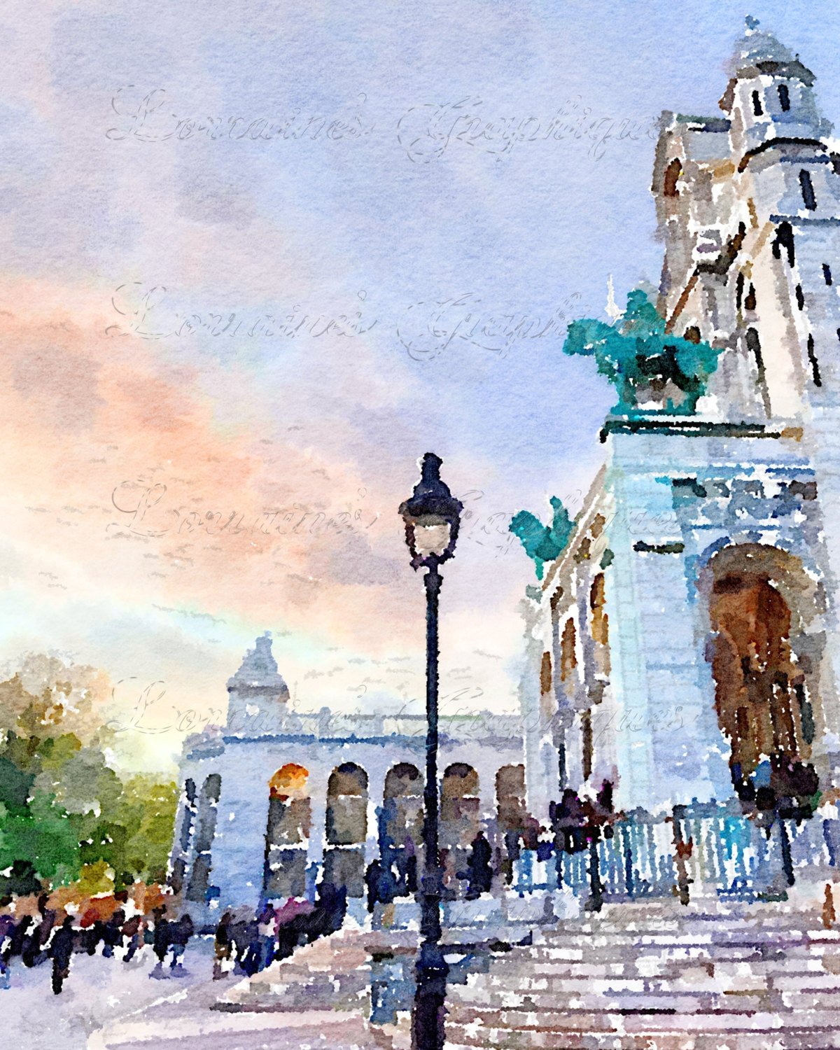 1200x1500 Montmartre A Paris France Fine Art Shabby Chic Watercolor