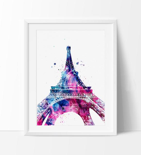 547x600 Eiffel Tower Paris Watercolor Print, French Country, Art, France