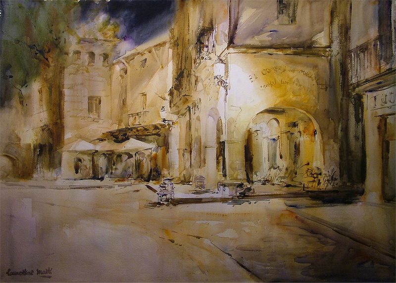 800x572 Llum De Nit Montblanc 64x90 Spanish Art And Watercolor