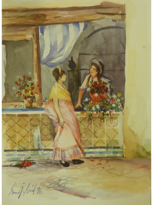 600x800 Spanish Watercolor Painting Said Ramil 13 X 9 Zap 217