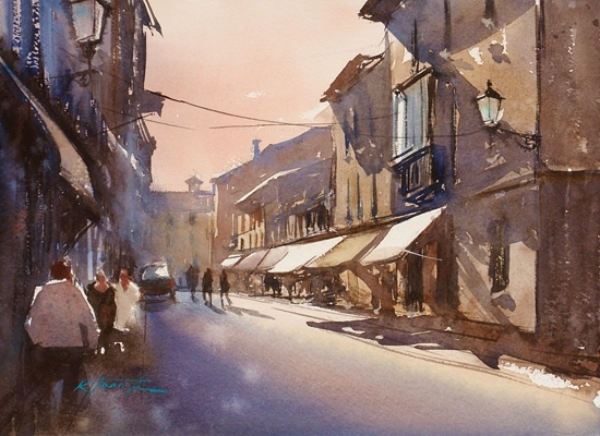 550x400 Toledo, Spain X, Spanish Landscape Painting Keiko Tanabe