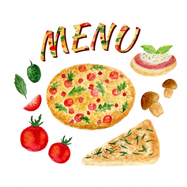 626x626 Watercolor Collection Of Pizza Set Isolated. Italian Ingredients