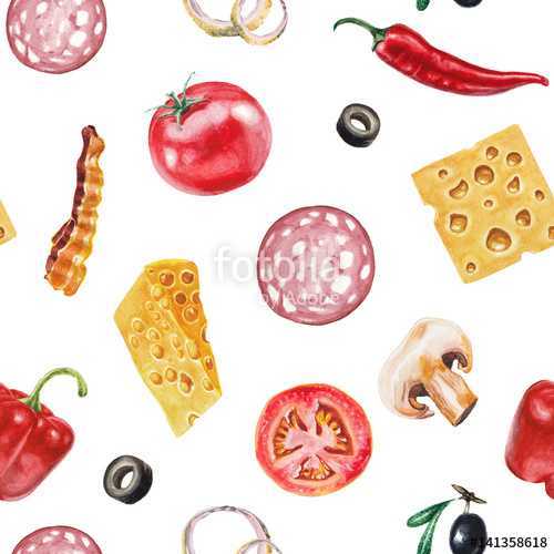 500x500 Watercolor Ingredients Pattern Stock Photo And Royalty Free