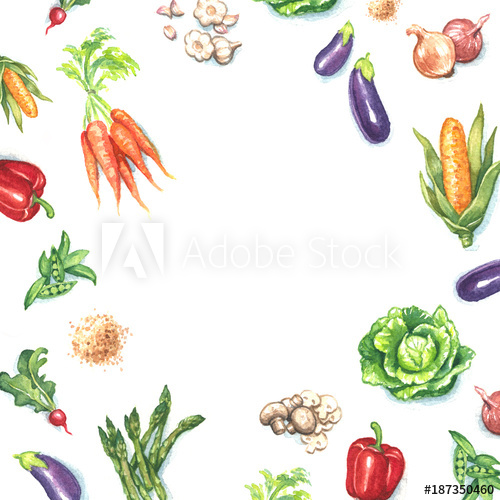 500x500 Hand Painted Watercolor Vegetables Isolated On White Background
