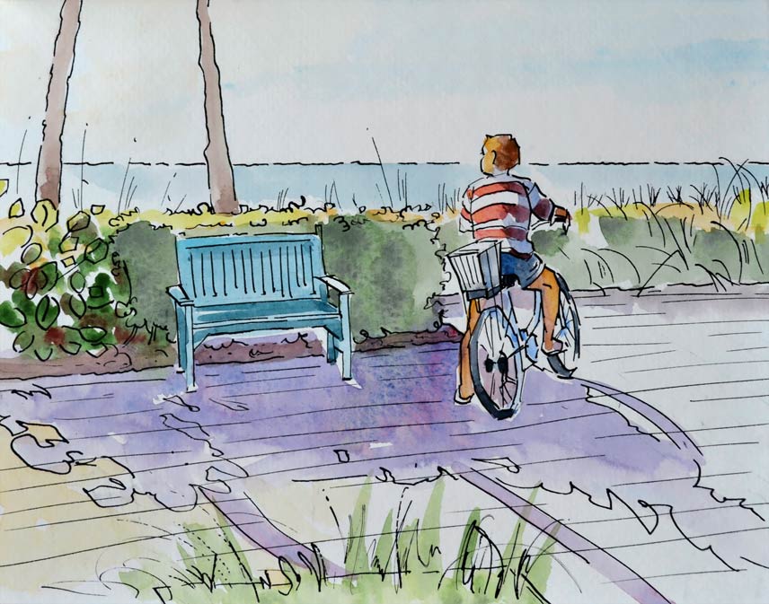 856x673 Seaview Pen And Ink With Watercolor