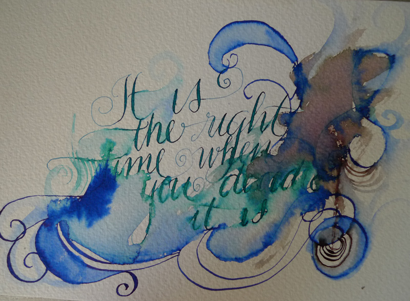 800x587 Fountain Pen Ink Meets Watercolor Paper. And Water. Leigh Reyes