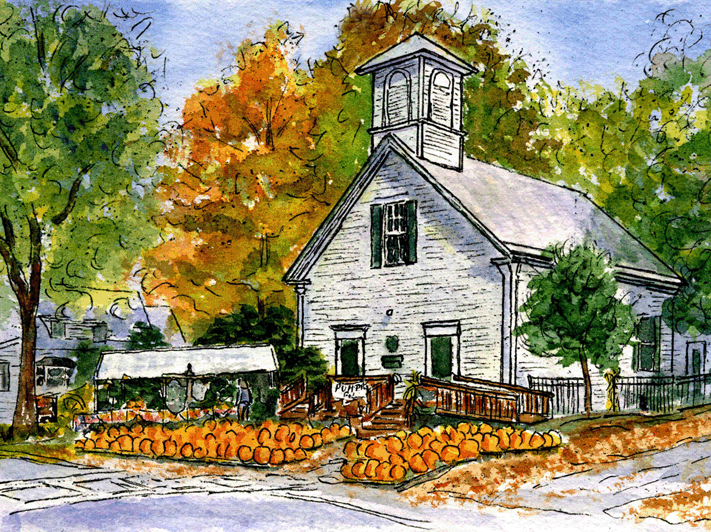 711x532 Belgrade Lakes Pen And Ink Watercolor Original Art Maine