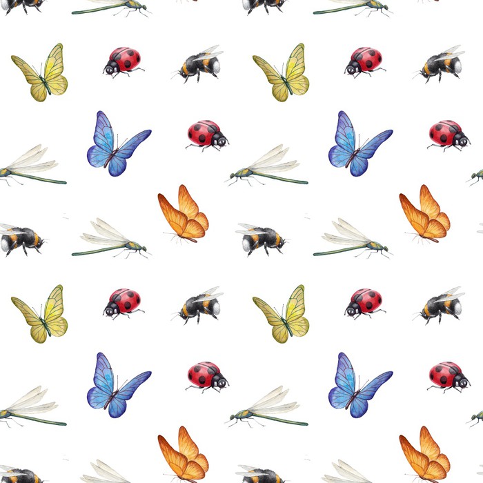 700x700 Watercolor Insects Illustrations Wall Mural We Live To