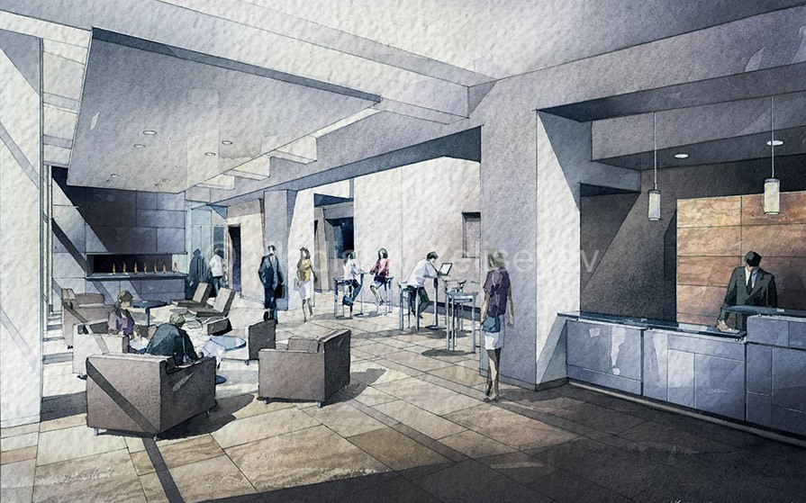 895x559 Watercolor Interior Visualization By Vladislav Yeliseyev