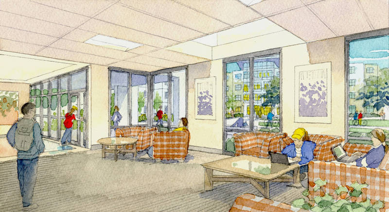800x437 Watercolor Rendering Of Dormitory Interior Lobby Jeffrey Michael