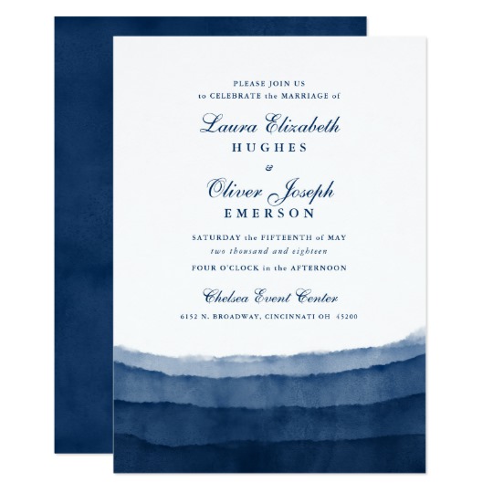 540x540 Indigo Blue Watercolor Wedding Invitations