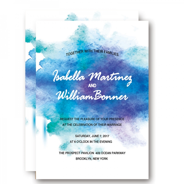 600x600 Modern Cheap Watercolor Summer Wedding Invitation Wip044