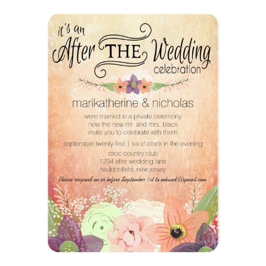540x540 Watercolor Flowers After Wedding Party Invitations