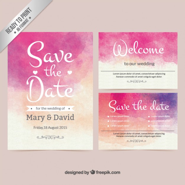 626x626 Watercolor Wedding Invitation Vector Free Download