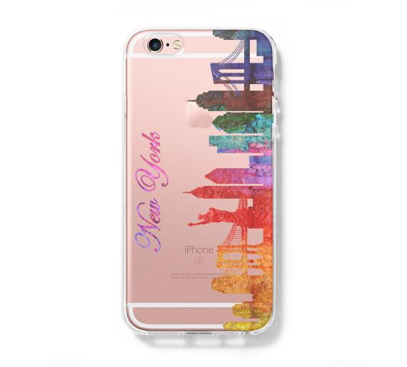 570x515 Watercolor New York Skyline Iphone 6s 6 Hard Clear Case Iphone 6s