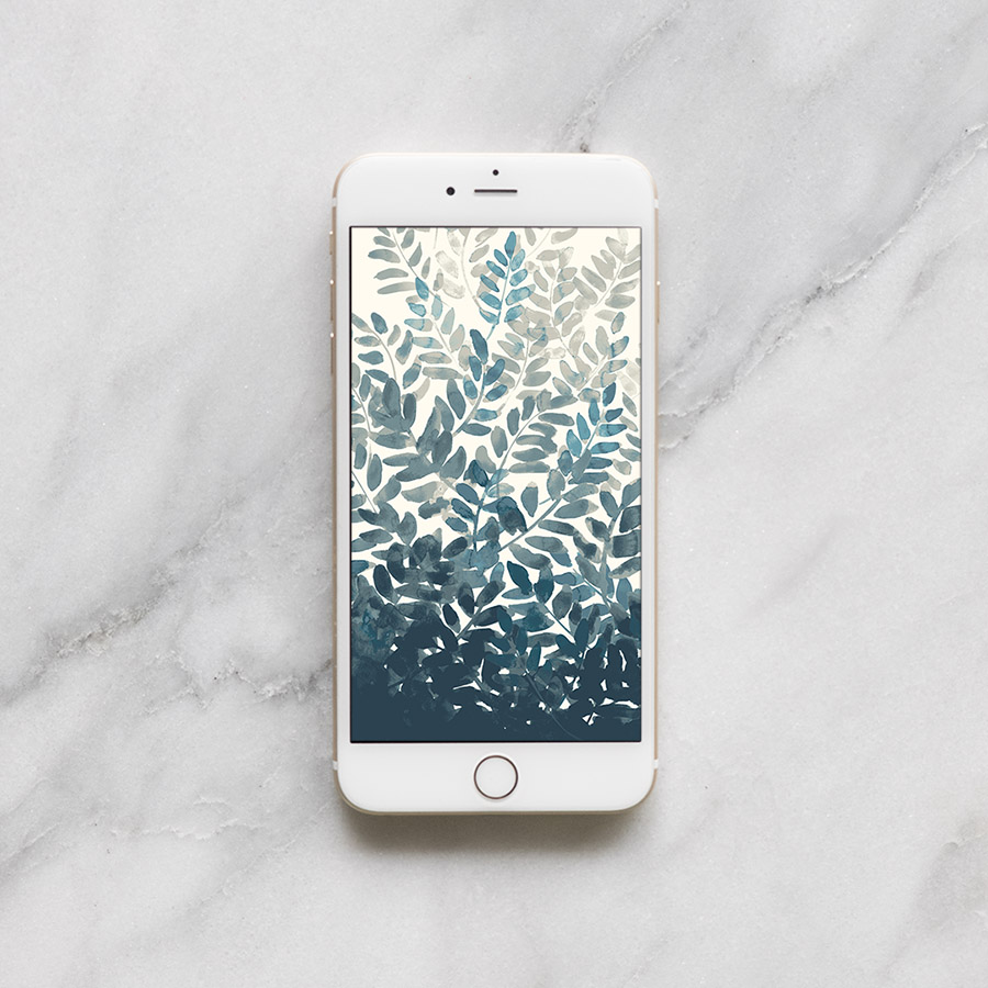 900x900 Free Watercolor Fern Mobile Wallpaper