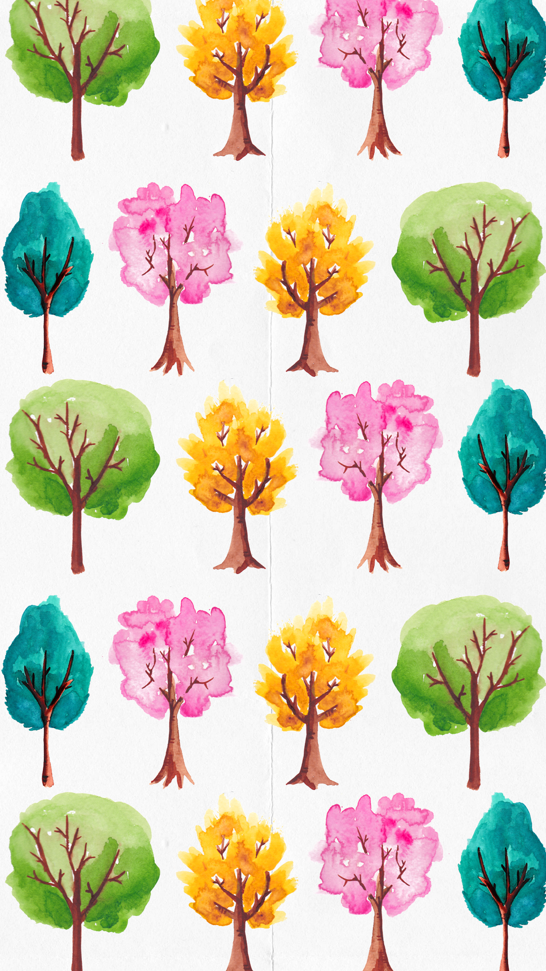 1080x1920 Wallpaper Watercolour Trees Pattern Iphone 6