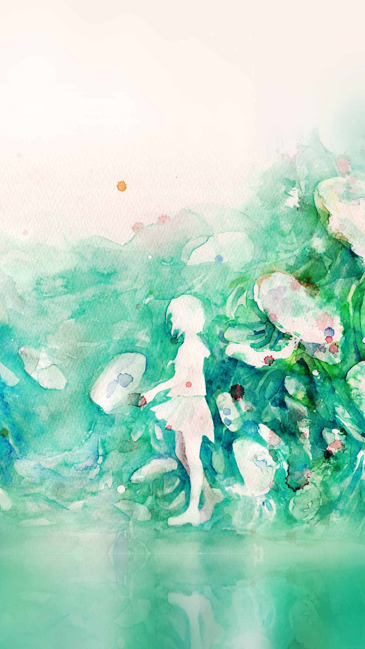 1242x2208 Iphone7 Wallpaper Ai07 Watercolor Green Girl