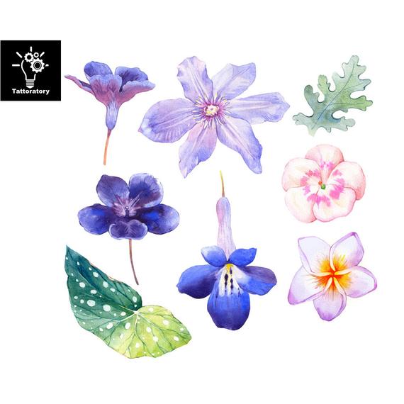 570x570 Watercolor Flower Temporary Tattoo Watercolor Tattoo Flower Etsy