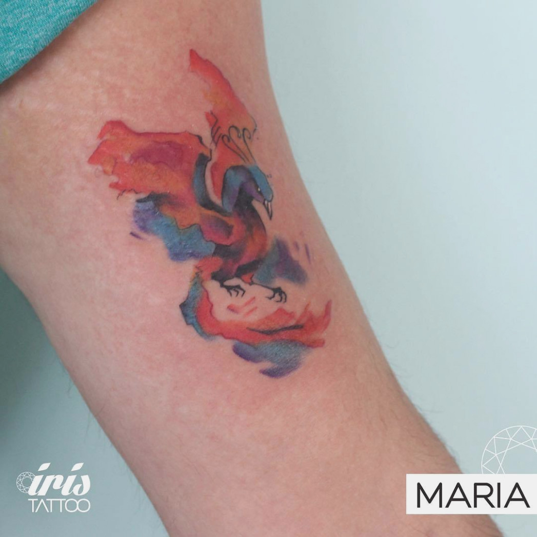1047x1047 Watercolor Phoenix Tattoo Artist Iris Tattoo Studio Miami