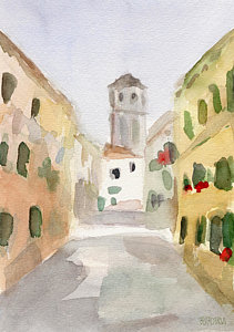211x300 Geraniums Cannaregio Watercolor Painting Of Venice Italy Painting
