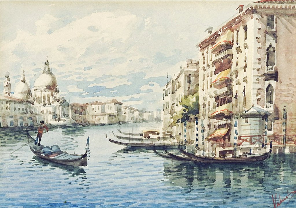 1024x722 Grand Canal Venice Italy Watercolor Painting Artifax Antiques