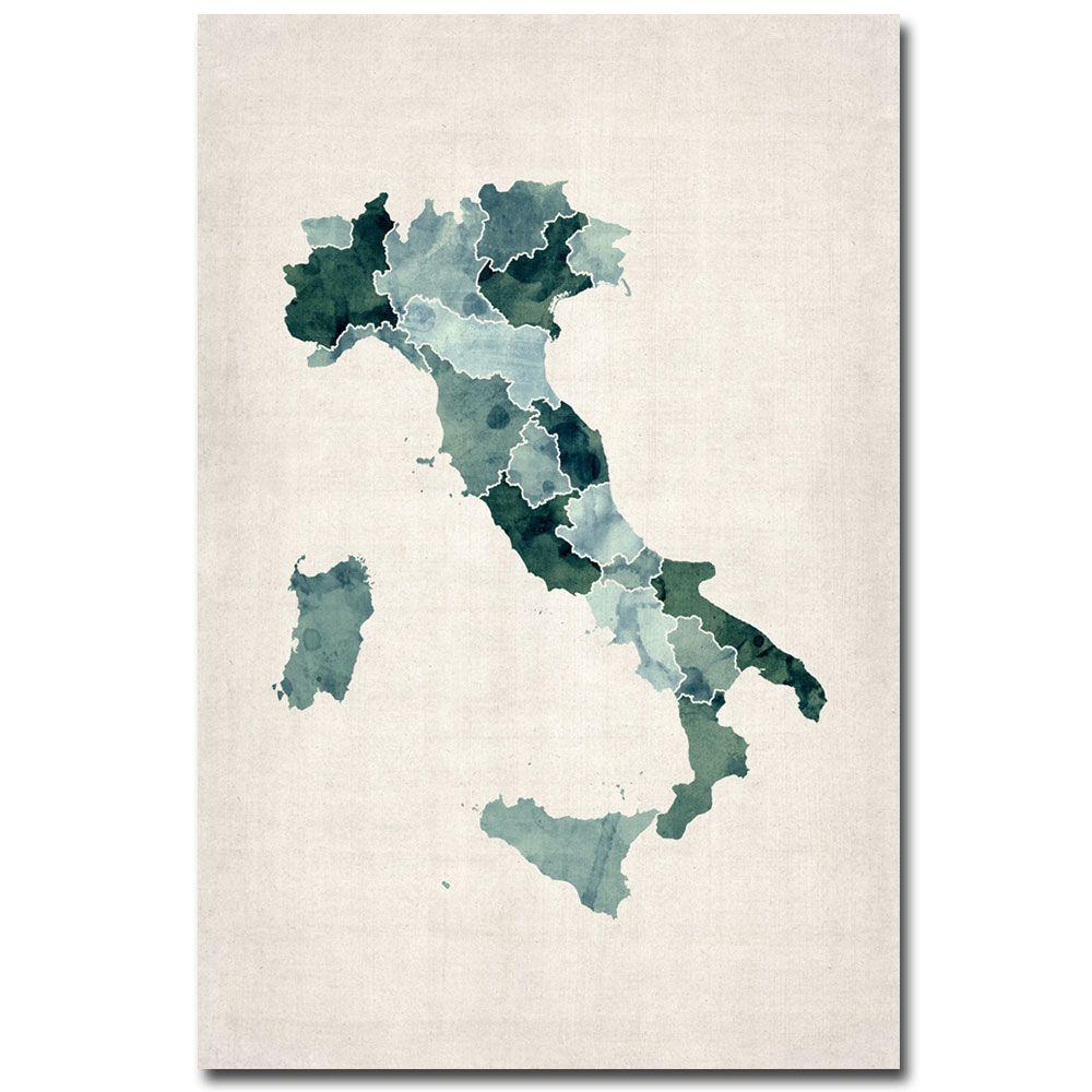 1000x1000 16 In. X 24 In. Italy Watercolor Map Canvas Art Mt0048 C1624gg