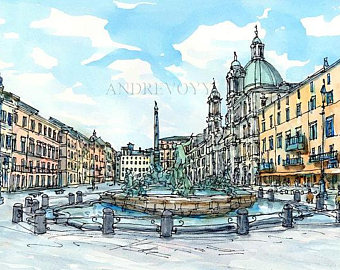 340x270 Watercolor Italy Etsy