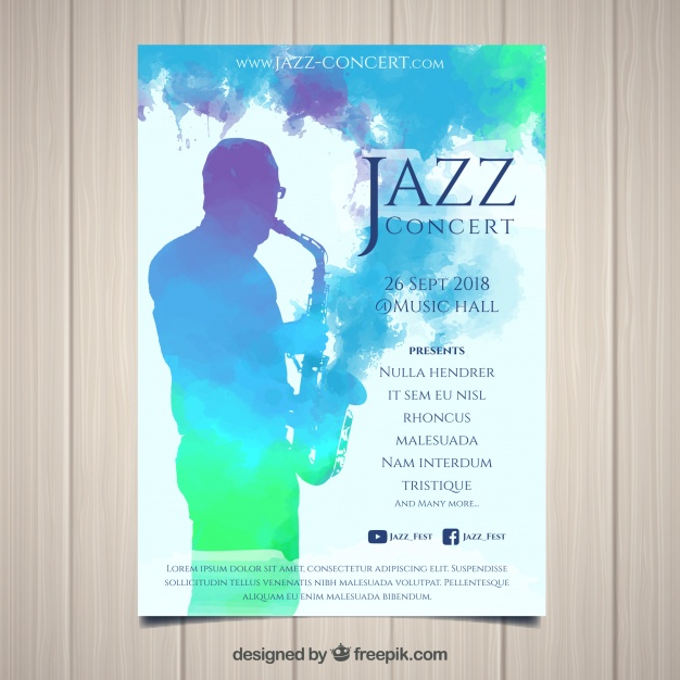 626x626 Jazz Music Poster Concept With Watercolor Vector Free Download