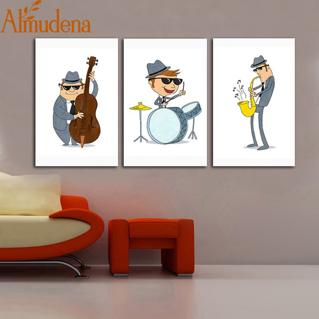 640x640 Almudena Nordic Minimalist Watercolor Cartoon Jazz Band Playing